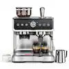 EUHOMY 2 Cup Silver Espresso Machine with 30 adjustable burr settings, 15-bar pump, PID temperature control, touch screen